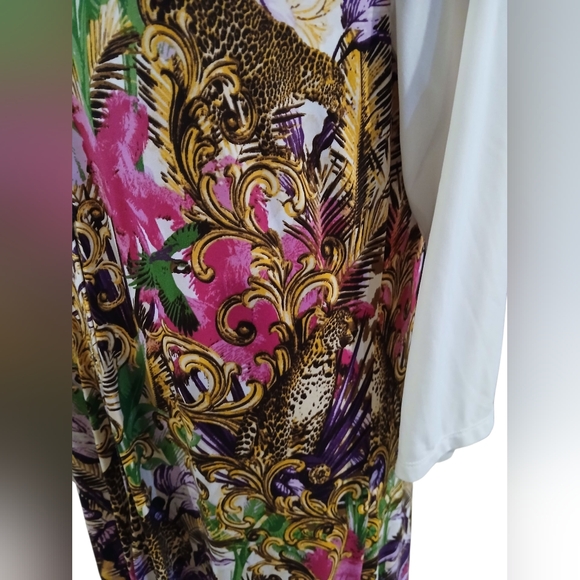 Attitudes By Renee Button Down Midi Dress Jungle Small Petite Tiger Cat Artsy - Picture 2 of 12